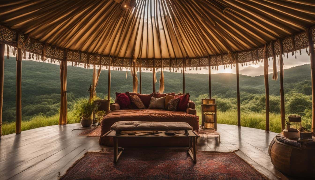 A beautiful yurt in a lush green setting captured by a professional camera.